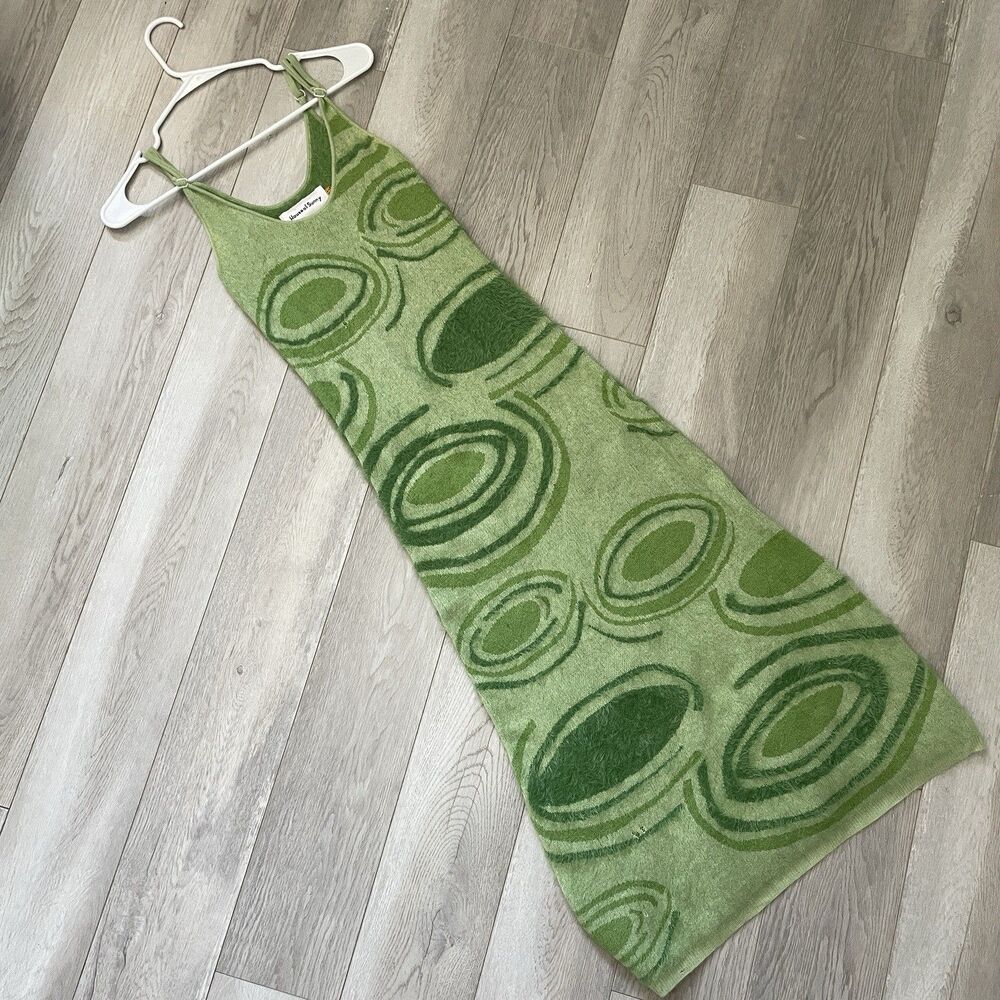 House of Sunny Dress hockney abstract knit midi womens Green (size 2) party